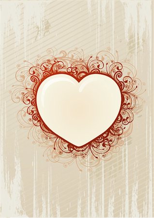 Vector illustration of floral heart over beige background Stock Photo - Budget Royalty-Free & Subscription, Code: 400-04554531