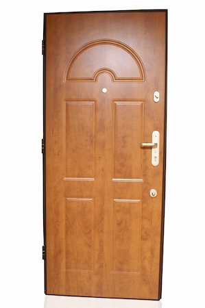 front door closed inside - brown armoured door on white background Stock Photo - Budget Royalty-Free & Subscription, Code: 400-04554666