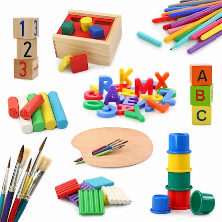 simsearch:400-04255559,k - Preschool objects collection isolated on white background Stock Photo - Budget Royalty-Free & Subscription, Code: 400-04554890