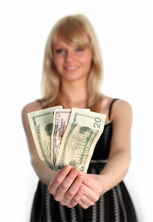 simsearch:400-05156727,k - Woman holding dollars to the camera Foto de stock - Super Valor sin royalties y Suscripción, Código: 400-04554975