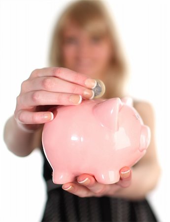 Woman witha piggy Bank Saving Money Stock Photo - Budget Royalty-Free & Subscription, Code: 400-04554973