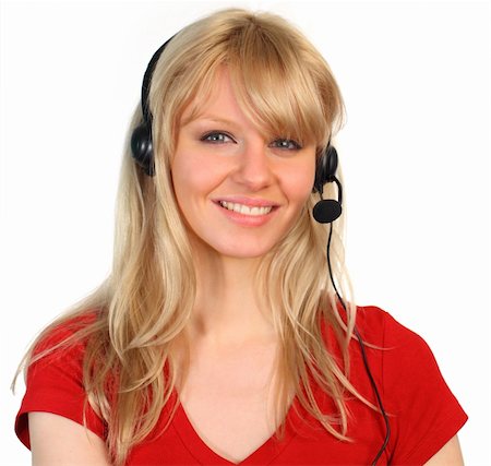 simsearch:400-04129170,k - Woman working on a hotline at a customer service department Fotografie stock - Microstock e Abbonamento, Codice: 400-04554980