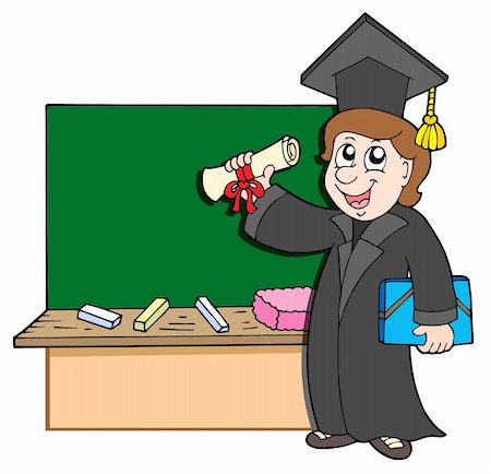 examination folder - Graduate student with blackboard - vector illustration. Stock Photo - Budget Royalty-Free & Subscription, Code: 400-04555040