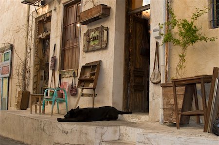 empty street wall - A street corner with a dog and quiet Stock Photo - Budget Royalty-Free & Subscription, Code: 400-04555074