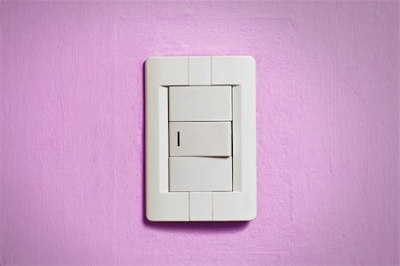 White light switch on old pink wall. Stock Photo - Budget Royalty-Free & Subscription, Code: 400-04555085