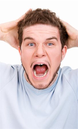 Man in a shock on isolated white background Photographie de stock - Aubaine LD & Abonnement, Code: 400-04555414