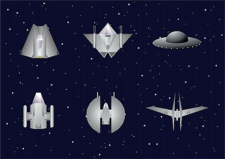 Vector set of space crafts with starry background Stock Photo - Budget Royalty-Free & Subscription, Code: 400-04555433
