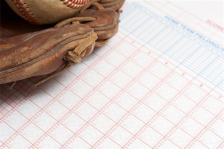 simsearch:400-04673387,k - a picture of a ball and glove on a scorebook Stock Photo - Budget Royalty-Free & Subscription, Code: 400-04555626