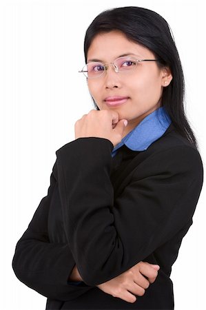 A pose of a confident young business woman against very bright white screen as background that separate her naturally from it. Stock Photo - Budget Royalty-Free & Subscription, Code: 400-04555733