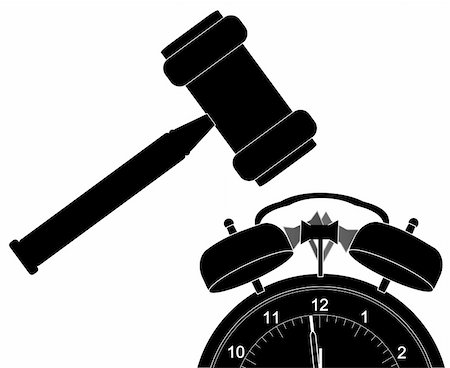 simsearch:400-04801462,k - silhouette of gavel smashing down alarm clock Stock Photo - Budget Royalty-Free & Subscription, Code: 400-04556473