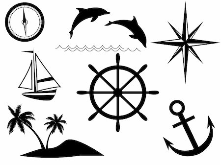 rudder illustration - The sea and sea signs in a vector on a white background Stock Photo - Budget Royalty-Free & Subscription, Code: 400-04556691