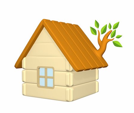 simsearch:400-04667131,k - 3d harmless house with an evolved branch on a roof . Objects over white Stockbilder - Microstock & Abonnement, Bildnummer: 400-04556816