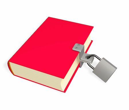 scharnier - 3d red book, closed on the lock. Objects over white Stockbilder - Microstock & Abonnement, Bildnummer: 400-04556820