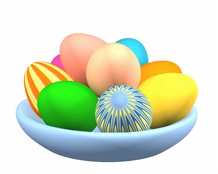 simsearch:400-04022865,k - 3d easter eggs in a plate, painted in different colors. Objects over white Foto de stock - Super Valor sin royalties y Suscripción, Código: 400-04556850