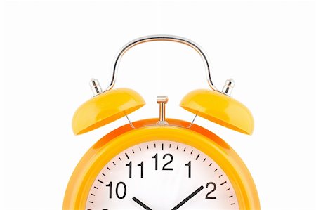 simsearch:700-05974049,k - Yellow alarm clock with bells on top isolated over white background Stock Photo - Budget Royalty-Free & Subscription, Code: 400-04556910