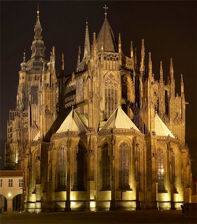 skifenok (artist) - St. Vitus Cathedral, located in Prague castle, at Night Stock Photo - Budget Royalty-Free & Subscription, Code: 400-04556969
