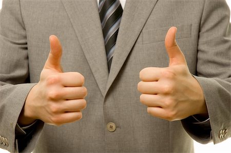 simsearch:400-04129711,k - Thumbs up with both hands. Businessman showing everything is OK. Stock Photo - Budget Royalty-Free & Subscription, Code: 400-04557019