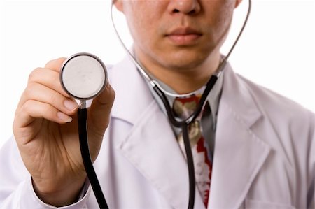 racnus (artist) - Asian Male doctor holding a stethoscope in white background. Fotografie stock - Microstock e Abbonamento, Codice: 400-04557080