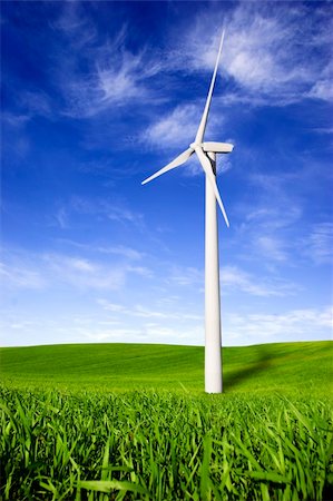simsearch:400-04339274,k - Beautiful green meadow with Wind turbines generating electricity Fotografie stock - Microstock e Abbonamento, Codice: 400-04557143