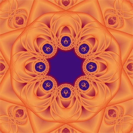 patballard (artist) - An abstract circular fractal in a mandala shape done in shades of orange and blue. Stock Photo - Budget Royalty-Free & Subscription, Code: 400-04557181