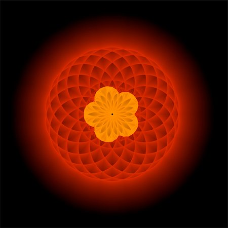 patballard (artist) - A red and orange fractal with a floral center floating on a black background. Stock Photo - Budget Royalty-Free & Subscription, Code: 400-04557234