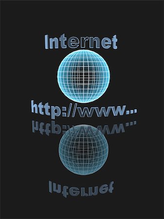 simsearch:400-05068789,k - Wire globe and the text - letters the Internet-address. Objects over black Foto de stock - Super Valor sin royalties y Suscripción, Código: 400-04557465