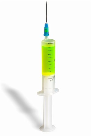 simsearch:400-07754312,k - Syringe with green fluorescent liquid isolated on white. Photographie de stock - Aubaine LD & Abonnement, Code: 400-04557514