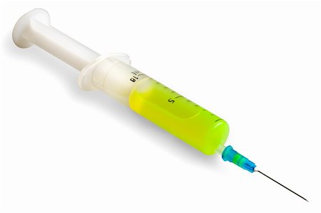 simsearch:400-05240096,k - Syringe with green fluorescent liquid isolated on white. Fotografie stock - Microstock e Abbonamento, Codice: 400-04557513