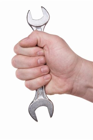 simsearch:400-04865679,k - The hand holds wrench. Isolated on white [with clipping path]. Foto de stock - Super Valor sin royalties y Suscripción, Código: 400-04557567