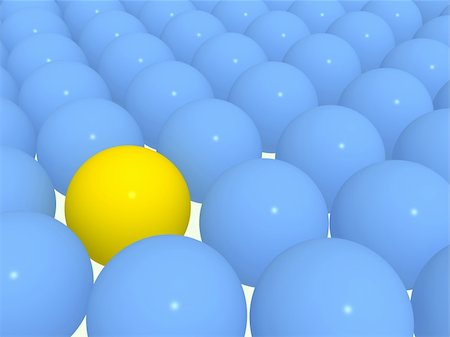 simsearch:400-04945068,k - 3d yellow sphere among blue spheres Stockbilder - Microstock & Abonnement, Bildnummer: 400-04557588