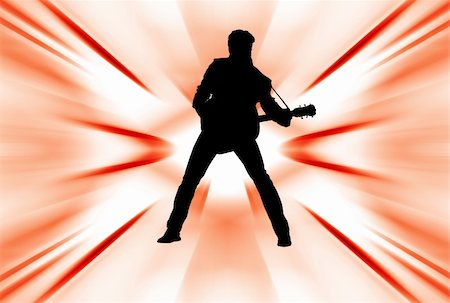 rocker guitarist - Silhouette of a man playing acoustic guitar over abstract background Stock Photo - Budget Royalty-Free & Subscription, Code: 400-04558091