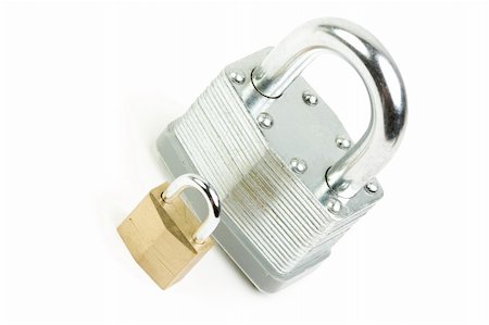 simsearch:400-04325748,k - Pair of Padlocks isolated on a white background. Stockbilder - Microstock & Abonnement, Bildnummer: 400-04558149