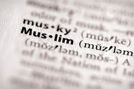 Selective focus on the word "Muslim". Many more word photos in my portfolio... Photographie de stock - Aubaine LD & Abonnement, Code: 400-04558399