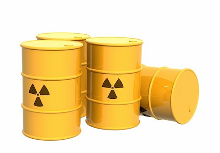 simsearch:846-05646462,k - Four yellow tanks with a radioactive symbol. Object over white Stockbilder - Microstock & Abonnement, Bildnummer: 400-04558419