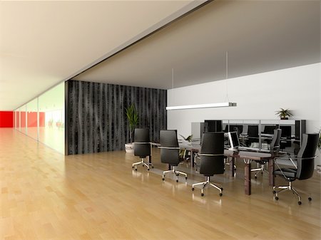 modern open office interior(3D rendering) Stock Photo - Budget Royalty-Free & Subscription, Code: 400-04558638