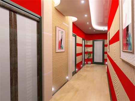 modern corridor interior image (3D rendering) Stock Photo - Budget Royalty-Free & Subscription, Code: 400-04558671