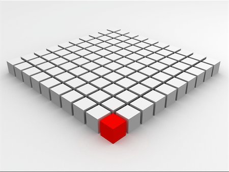 simsearch:400-03967200,k - 3d rendered illustration of white and one red cube Foto de stock - Royalty-Free Super Valor e Assinatura, Número: 400-04558920