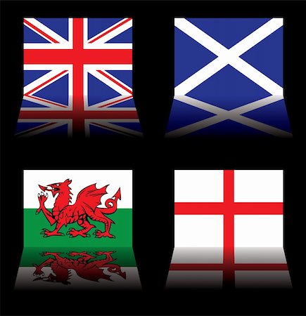 simsearch:400-05331205,k - reflected version of the british national flags on black Foto de stock - Royalty-Free Super Valor e Assinatura, Número: 400-04558970