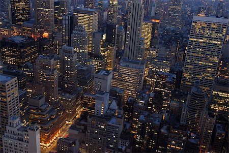 Aerial view over New York City at night Stock Photo - Budget Royalty-Free & Subscription, Code: 400-04559274