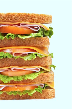 Healthy ham big sandwich with cheese, tomato and lettuce Stock Photo - Budget Royalty-Free & Subscription, Code: 400-04559548