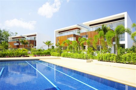 swim lanes island - View of nice modern villa in tropic environment Stock Photo - Budget Royalty-Free & Subscription, Code: 400-04559740