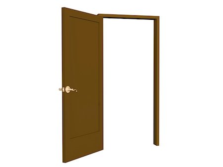 front door closed inside - 3D open brown doors with gold  handle Stock Photo - Budget Royalty-Free & Subscription, Code: 400-04559778