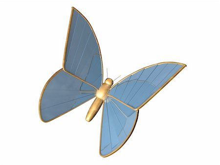 plate of insects - The gold 3d butterfly from blue chromeplated metal, with a fringing from gold on wings Photographie de stock - Aubaine LD & Abonnement, Code: 400-04559787