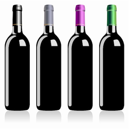 simsearch:400-08791429,k - Bottles of wine isolated over white background Stockbilder - Microstock & Abonnement, Bildnummer: 400-04550675