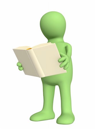 3d puppet with the book in hands. Object over white Stock Photo - Budget Royalty-Free & Subscription, Code: 400-04550714