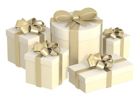 simsearch:400-06080917,k - Five boxes with gifts, fastened by tapes. Object over white Stock Photo - Budget Royalty-Free & Subscription, Code: 400-04550715