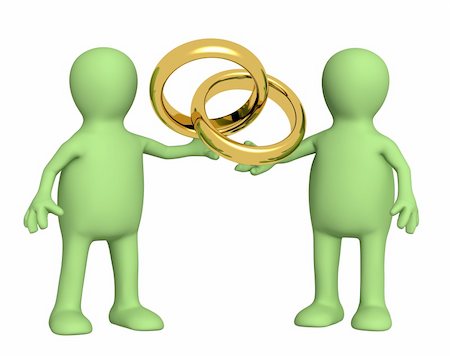 simsearch:400-04077171,k - Two puppets with wedding rings Stock Photo - Budget Royalty-Free & Subscription, Code: 400-04550933
