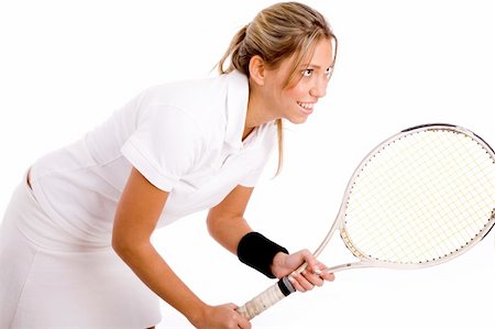 simsearch:649-05648783,k - side view of tennis player going to play against white background Stock Photo - Budget Royalty-Free & Subscription, Code: 400-04551456