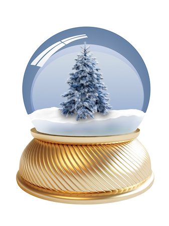 simsearch:400-04551895,k - 3D render of snow globe with firtree Fotografie stock - Microstock e Abbonamento, Codice: 400-04551895