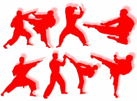 simsearch:400-04222731,k - Men silhouette in different karate poses and attitudes Photographie de stock - Aubaine LD & Abonnement, Code: 400-04551912